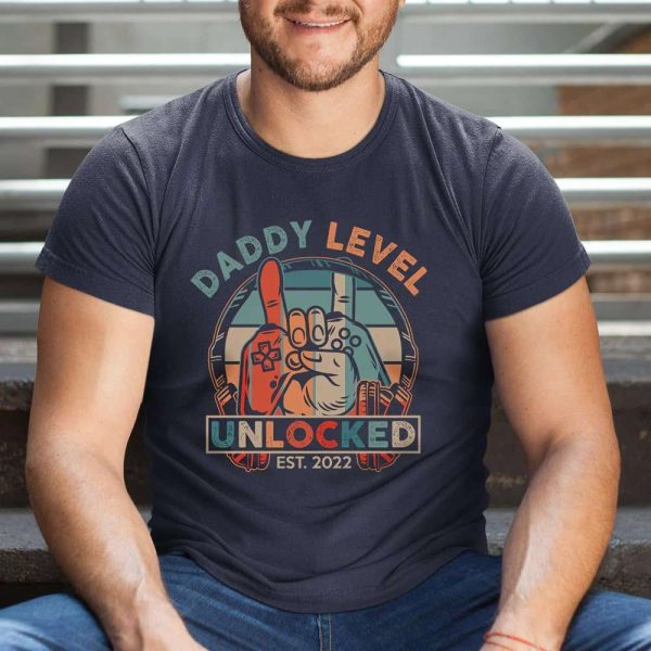 New Dad First Time Daddy Level Funny Gaming Personalized Shirt, New Dad Gift – Best gifts your whole family