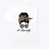 Nurse Life Leopard Messy Bun Hair Glasses Women Nurse T-Shirt
