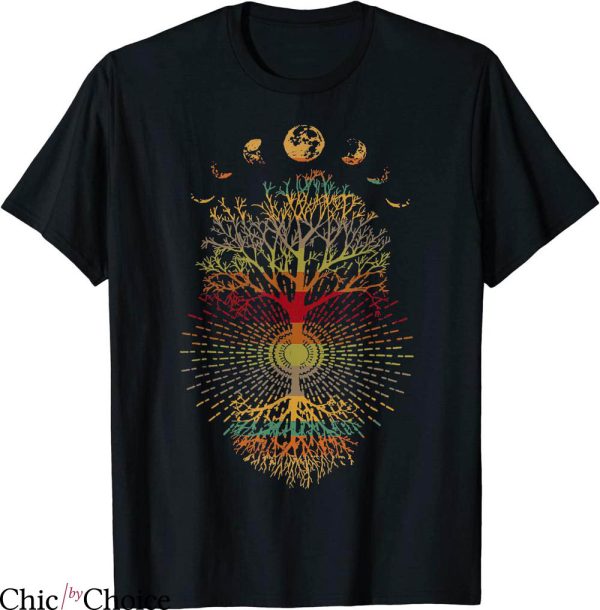 Phases Of The Moon T-shirt Retro 60s 70s Vibe Tree of Life