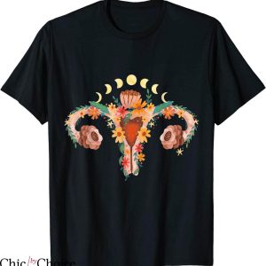 Phases Of The Moon T-shirt Uterus With Flowers Moon Phases