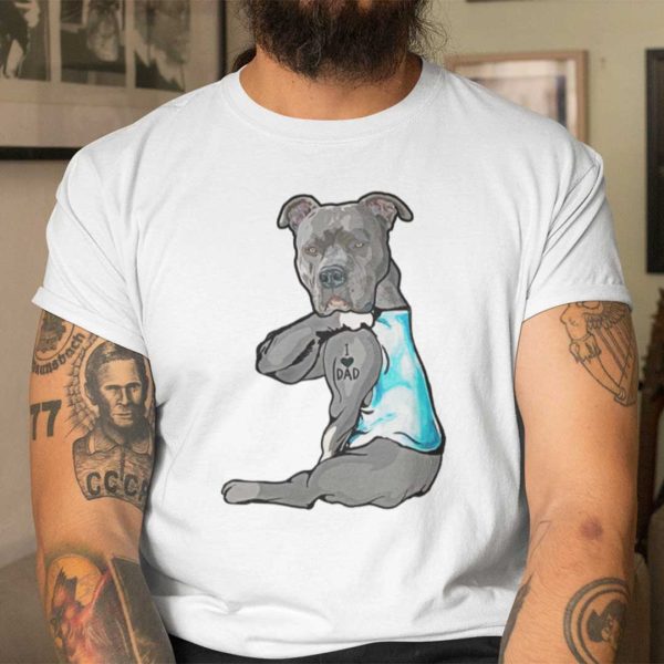 Pitbull Dad Shirt I Love Dad Tattoo