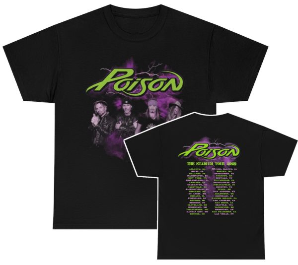 Poison The Stadium Tour 2022 Purple Smoke With Band Photo Shirt