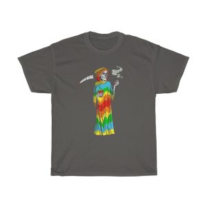 Pot Head Grim Reaper Smoking Weed with Tye Dye Shirt
