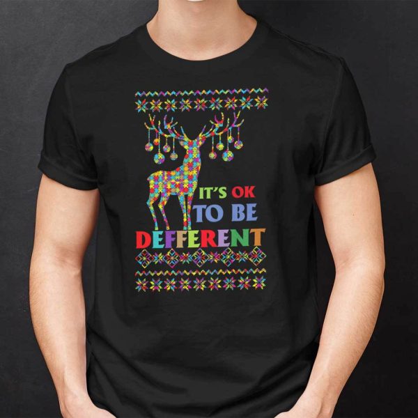 Reindeer Christmas Autism Shirts It’s Ok To Be Different