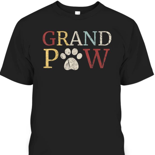 Retro Father’s Day T-Shirt Grand Paw Gift For Dog Lovers