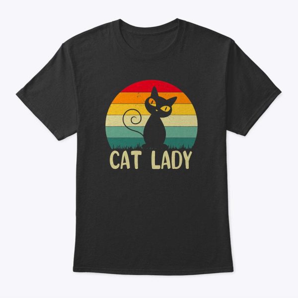 Retro Vintage Cat Lady Funny Cat Meow For Men Women Love Cat T-Shirt