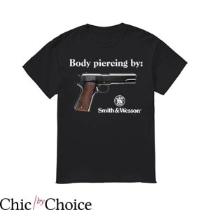 Smith And Wesson T-shirt Body Piercing By Gun SW Logo