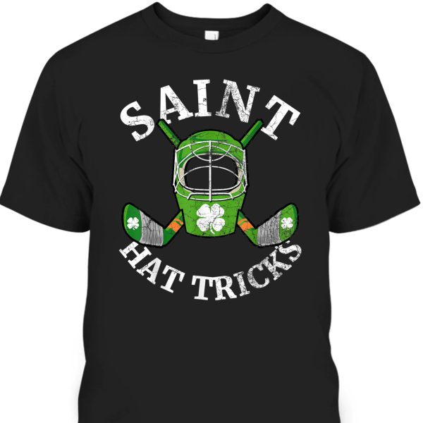 St Patricks Day Saint Hat Tricks Hockey Shamrock Kids Boys T-Shirt