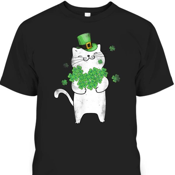St Patrick’s Day T-Shirt Cat Leprechaun Shamrock