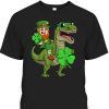 St Patrick’s Day T-Shirt Leprechaun Riding T-Rex Funny Dino Boys