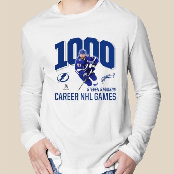 Steven Stamkos 1000 Career Games signature T-shirt, Tampa Bay Lightning NHL Gift for Fans – Best gifts your whole family