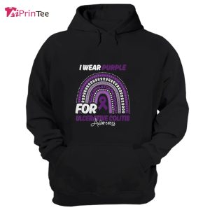 Ulcerative Colitis Awareness Month Purple Ribbon Rainbow T-Shirt – Best gifts your whole family
