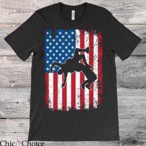 Usa Wrestling T Shirt American Flag Sport Vintage Wrestler