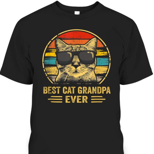 Vintage Best Cat Grandpa Ever Cat With Sunglasses Father’s Day T-Shirt