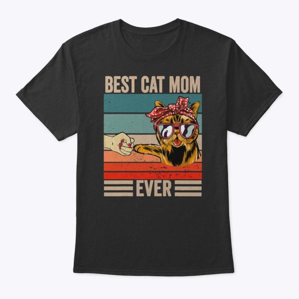 Vintage Best Cat Mom Ever Bump Fist Mother’s Day Gifts T-Shirt