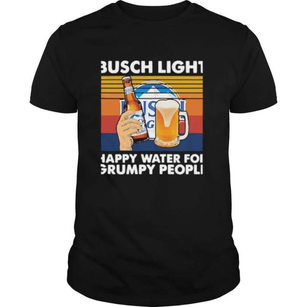 Vintage Busch Light Beer T-Shirt Happy Water For Grumpy People