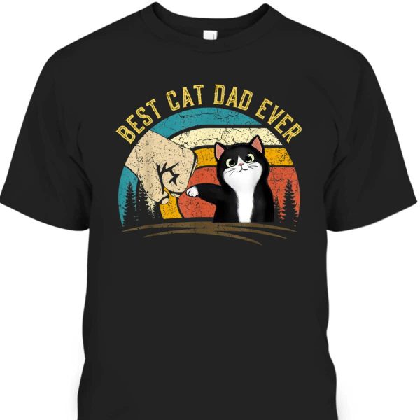 Vintage Father’s Day T-Shirt Best Cat Dad Ever Gift For Cat Lovers