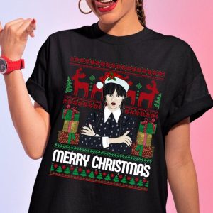 Wednesday Addams Merry Christmas T Shirt 3