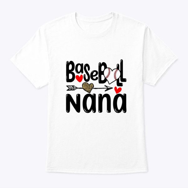 Women Leopard Heart Baseball Nana Cute Mother’s Day T-Shirt
