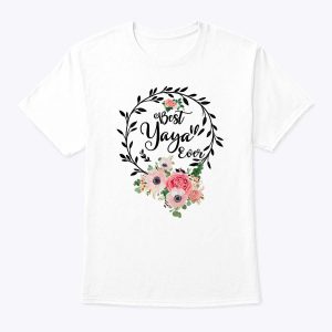 Womens Best Yaya Ever Floral Decoration Grandma T-Shirt
