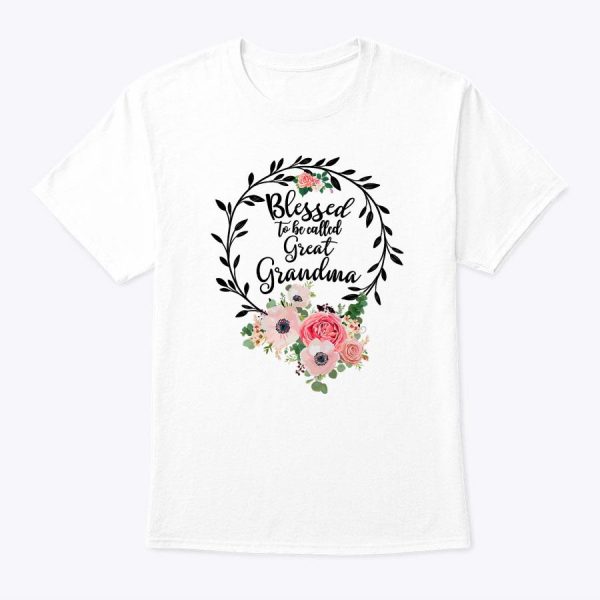 Womens Blessed Great Grandma Floral Grandma Decoration T-Shirt