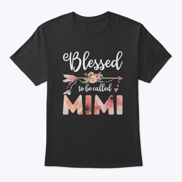 Womens Blessed Mimi Floral Grandma Decoration T-Shirt