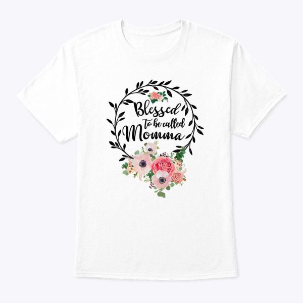Womens Blessed Momma Floral Mom Decoration T-Shirt (2)