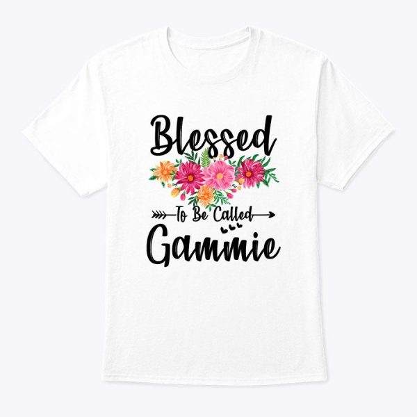 Womens Blessed To Be Called Gammie Mothers Day Floral T-Shirt