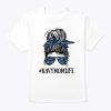 Womens Messy Bun Life Of A Proud Mom Navy Mother’s Day Military Mom T-Shirt