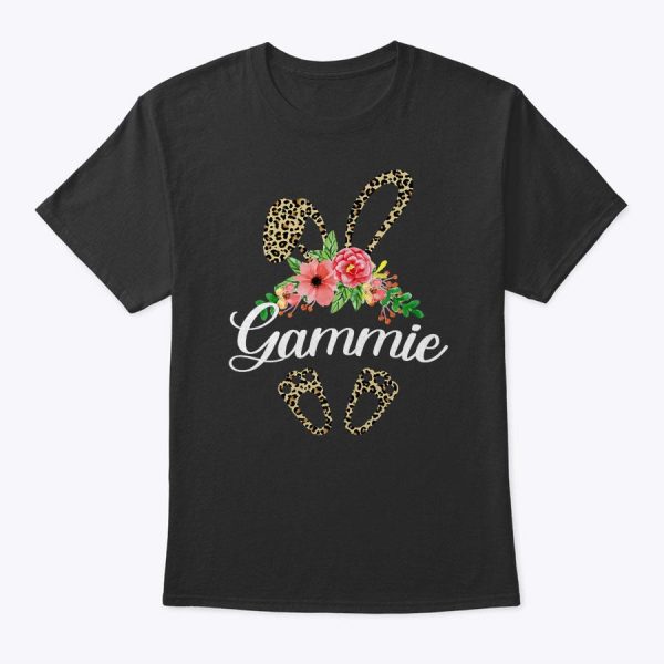 Womens Mother’s Day Easter Gifts Flower Gammie Leopard Bunny T-Shirt