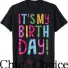 Adult Birthday T-Shirt Happy Birthday Flower Pattern Tee