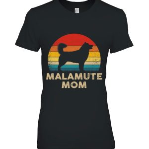 Alaskan Malamute Dog Mom Silhouette Retro Sunset