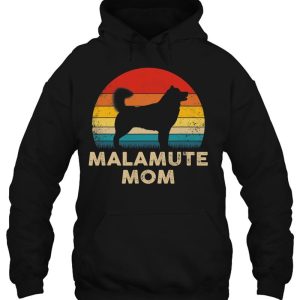 Alaskan Malamute Dog Mom Silhouette Retro Sunset 3