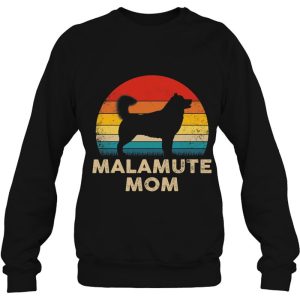 Alaskan Malamute Dog Mom Silhouette Retro Sunset 4