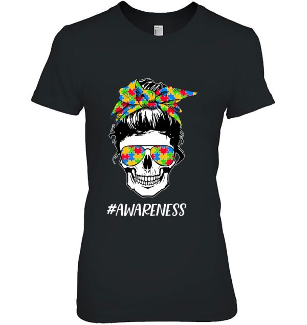 Autism Awareness Mom Life Skull Autism Mom Mama Womens