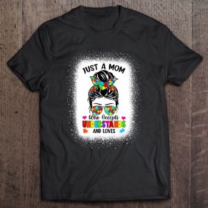 Autism Mom Life Awareness Messy Bun Puzzle Piece Mama Mother