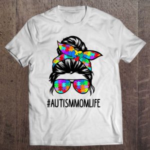 Autism Mom Life Messy Bun Sunglasses Bandana Be Kind