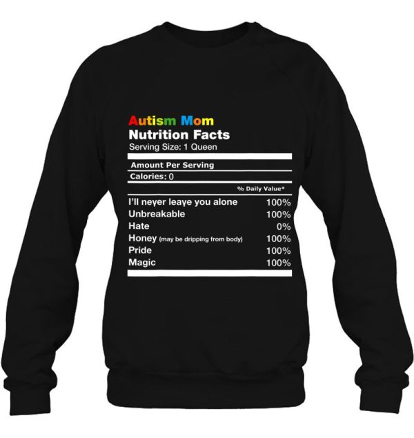 Autism Mom Nutrition Fact Women Autism Awareness Mom Gift