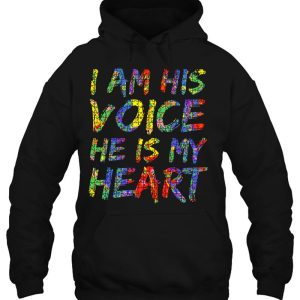 Autism Mom Puzzle Piece Art I Am His Voice He Is My Heart 3