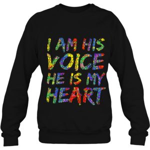 Autism Mom Puzzle Piece Art I Am His Voice He Is My Heart 4