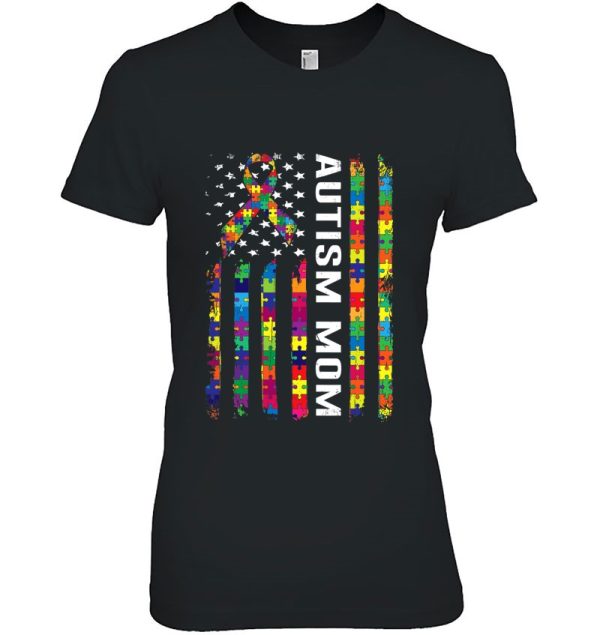 Autism Mom Shirt American Flag Autism Awareness Gift Women