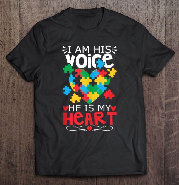 Autism Puzzle Piece Heart I Am His Voice Women’s Autism Mom