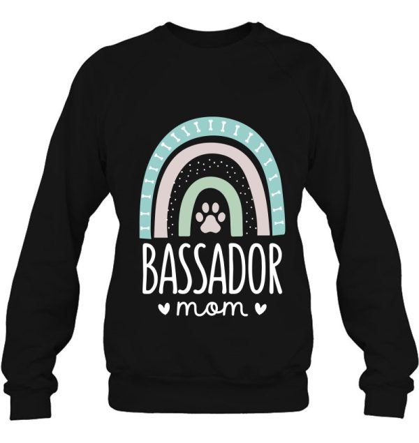 Bassador Mom Shirt Rainbow Paw Dog Mom