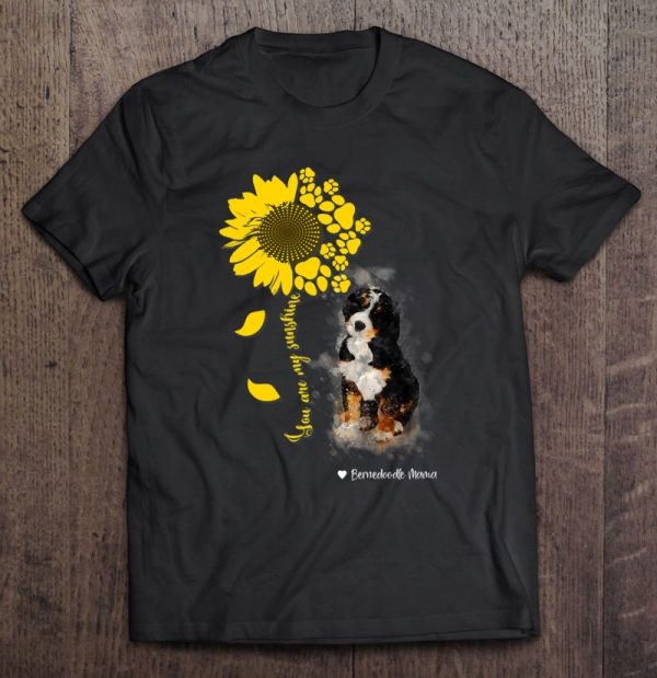 Bernedoodle Dog With Sunflower Bernedoodle Mama