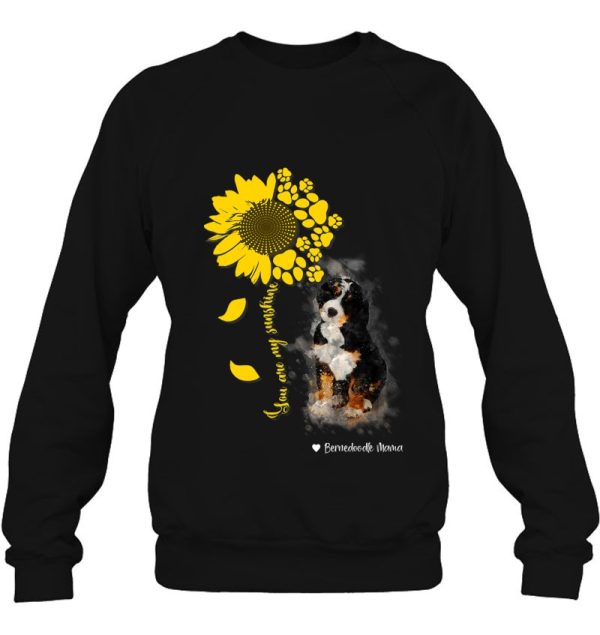 Bernedoodle Dog With Sunflower Bernedoodle Mama