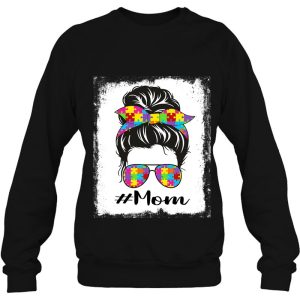 Bleached Autism Mom Messy Bun Autism Awareness Support 4