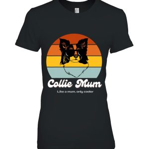 Border Collie Mum Shirt Retro Style Sunset Cool Collie Mum