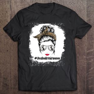 Boston Terrier Dog Mom Bleached Messy Bun Leopard Women Boston Terrier Dog Mom Bleached Messy Bun Leopard Women
