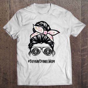 Boykin Spaniel Dog Mom Messy Bun Hair Glasses