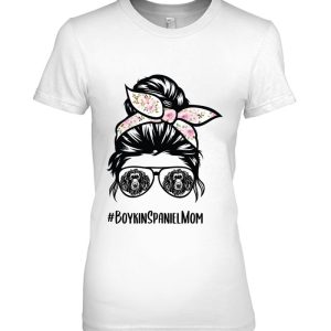 Boykin Spaniel Dog Mom Messy Bun Hair Glasses